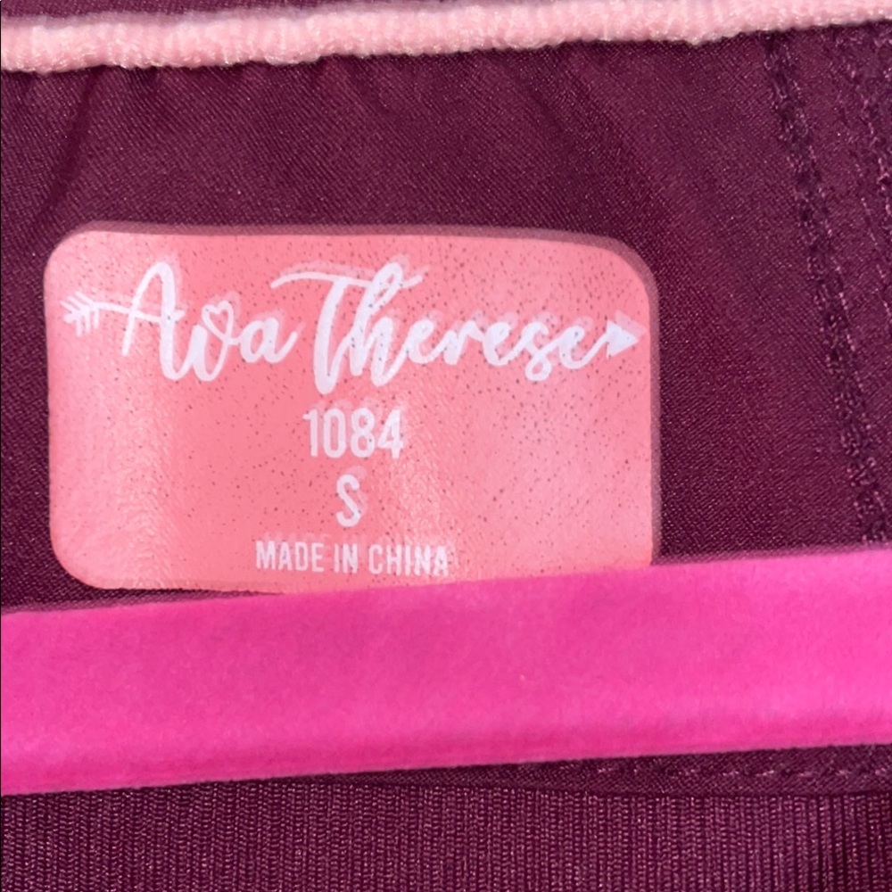 Ava Theresa Wine V-Neck Women's Scrub Top - Picture 2 of 6